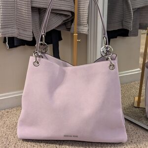 Michael Kors Pink/Purple Suede Shoulder Tote NWT large Bag Triple Compartment
